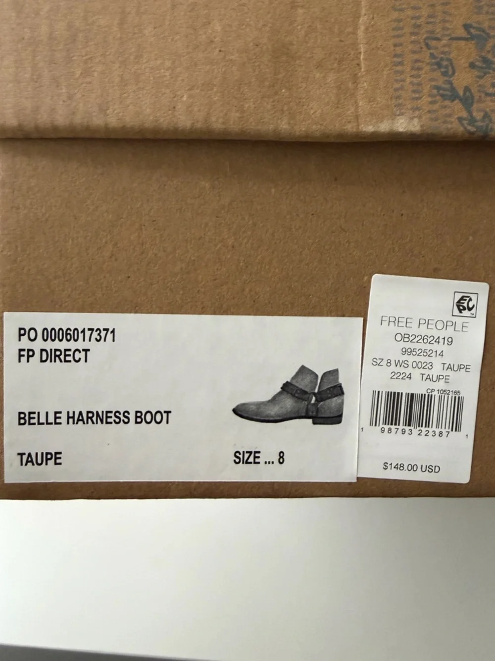 FREE PEOPLE Belle Harness Boots - Size 8 - Fawn Suede Boho Western Ankle Boots